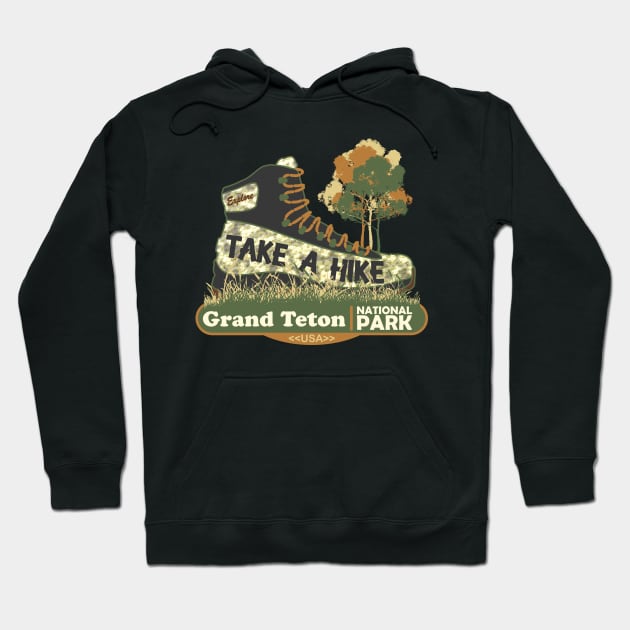 Take A Hike Boot, Grand Teton National Park, USA Hoodie by Jahmar Anderson